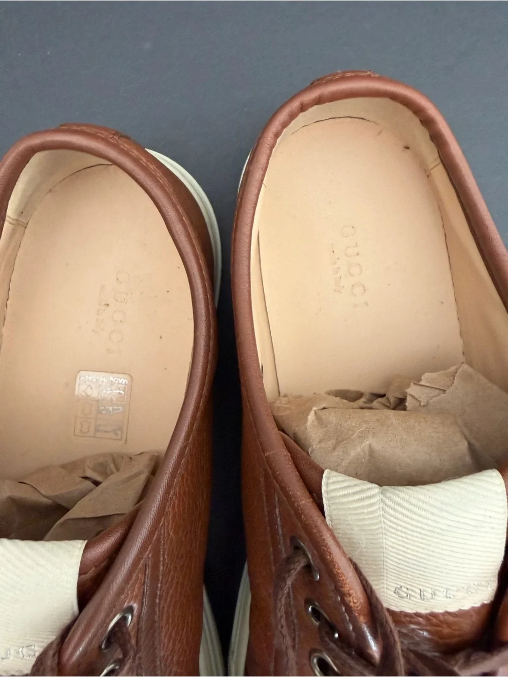 Gucci Brown Leather Miro Soft Low Top Sneakers Size 39